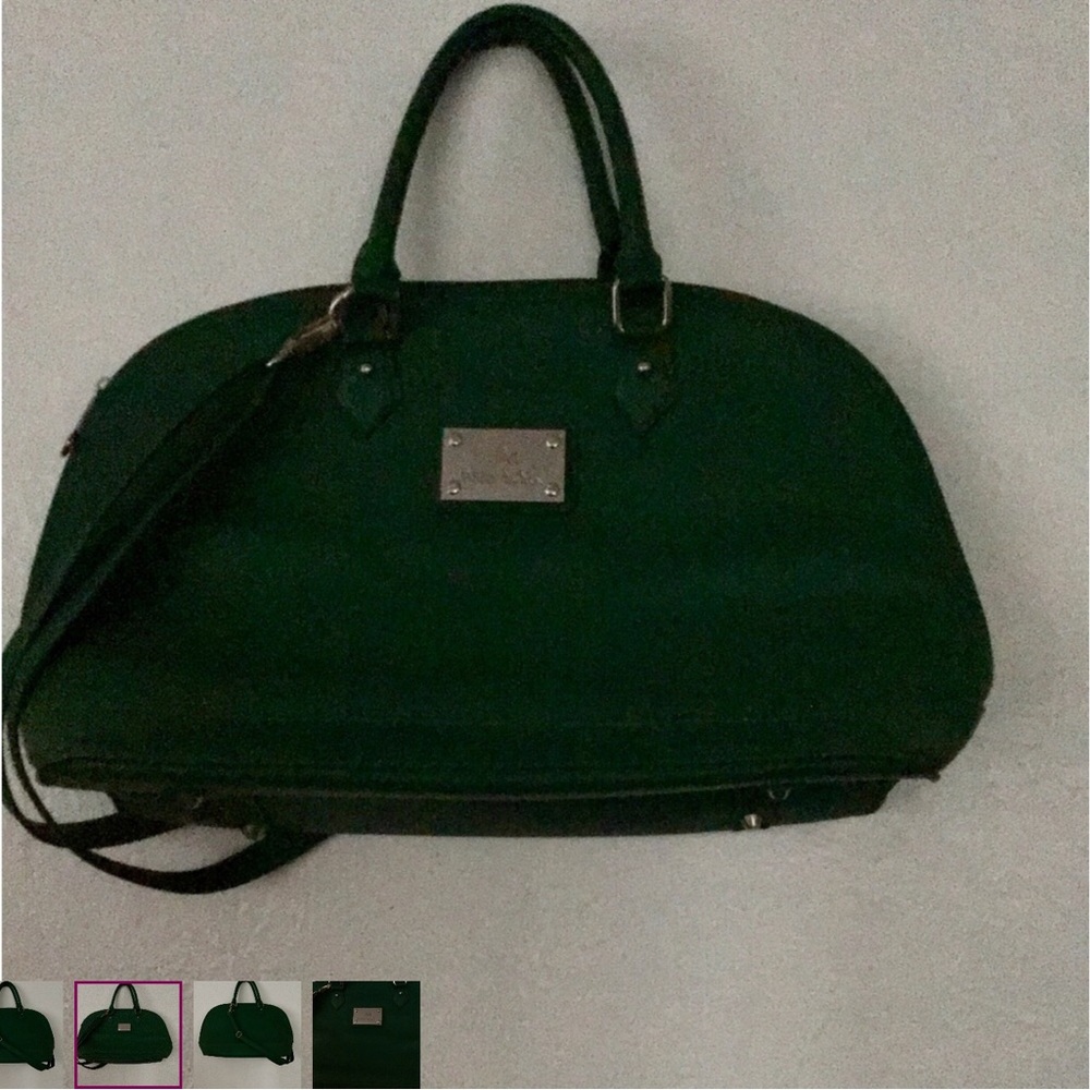 JM Collection Green Tote Bag with Classic Design